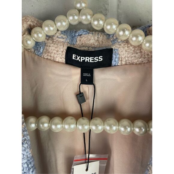 New with Tags Express Jacket Blue Houndstooth Size Large - Picture 5 of 9